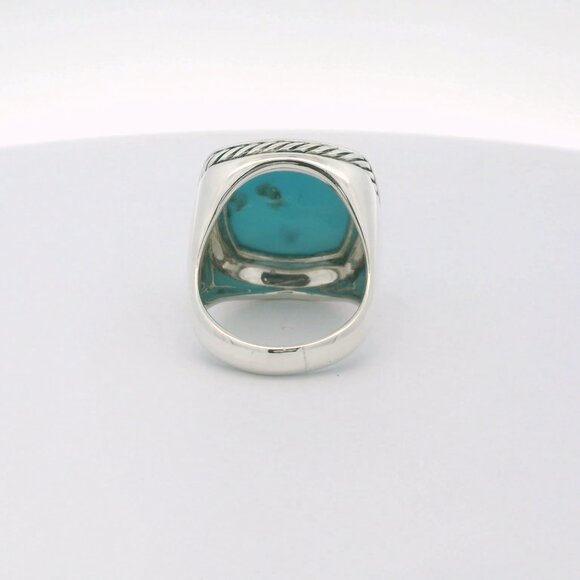 David Yurman Albion Sterling Large Turquoise Ring - Size 8 - Picture 3 of 4